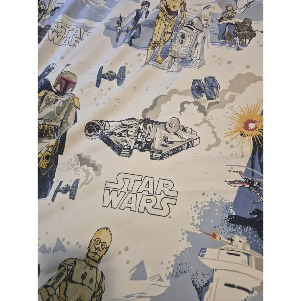 Star Wars Pottery Barn Kids Twin Sz Flat Sheet VGUC Han Boba Fett C3PO R2